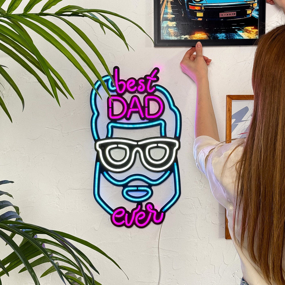 Best Dad Ever - Neon Wall Art, | Hoagard.co