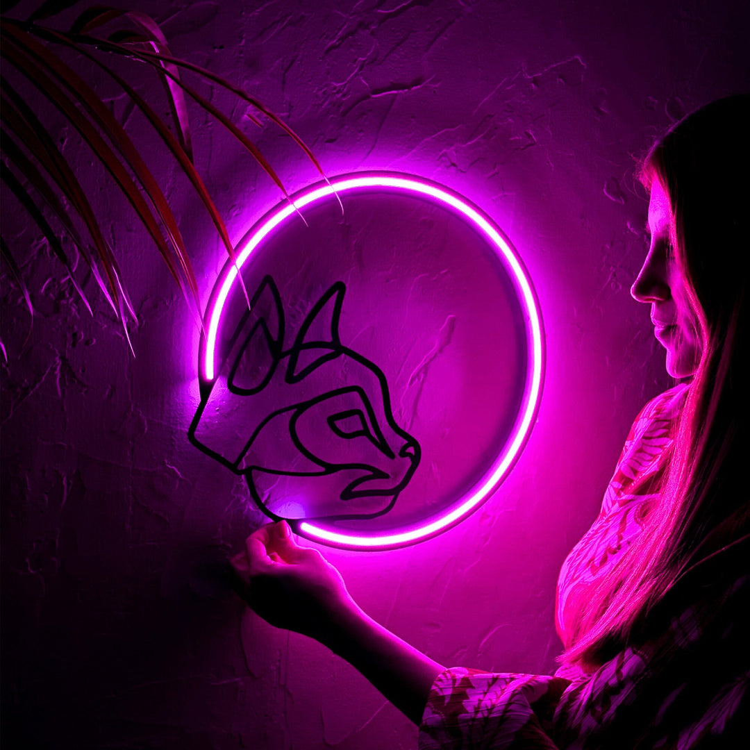 Kitty and the Moon - Neon Wall Art, | Hoagard.co