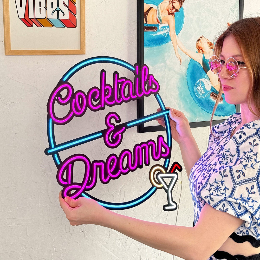 Cocktails and Dreams - Neon Wall Art, | Hoagard.co