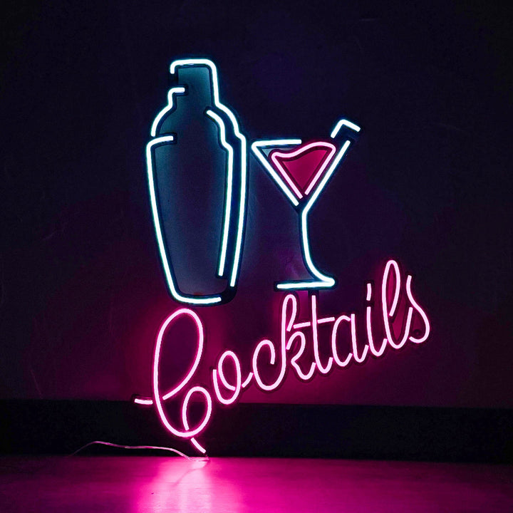 Shaker and Cocktails - Neon Wall Art, | Hoagard