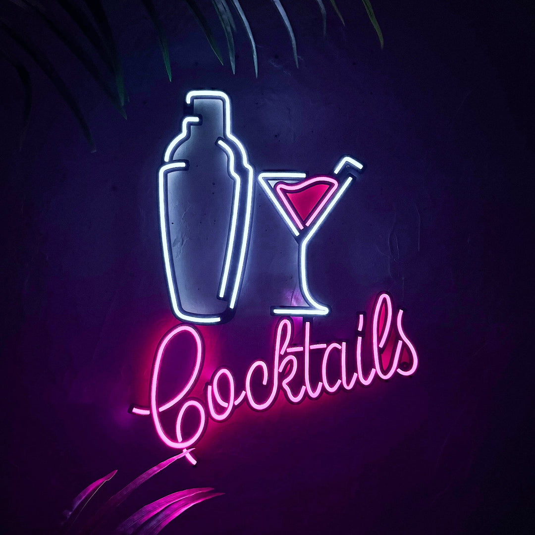 Shaker and Cocktails - Neon Wall Art, | Hoagard