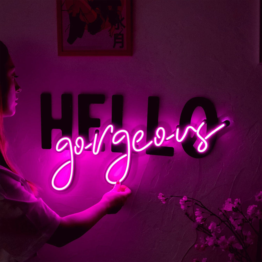 Hello Gorgeous - Neon Wall Art, | Hoagard