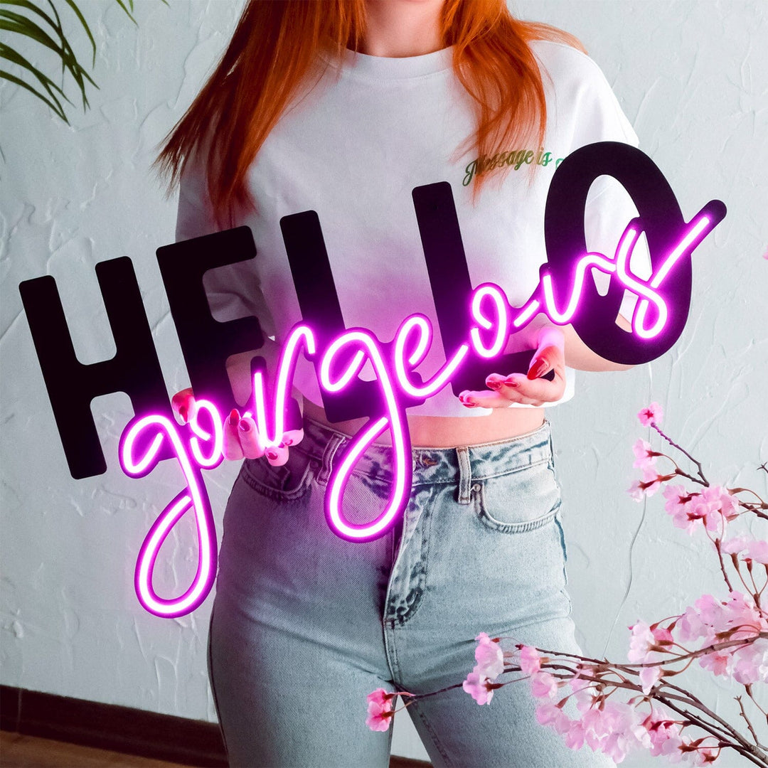 Hello Gorgeous - Neon Wall Art, | Hoagard