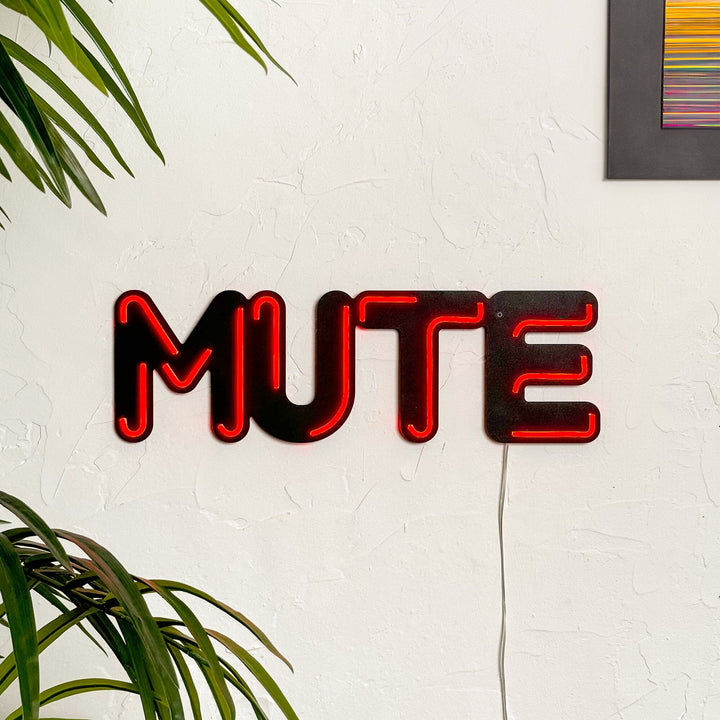 Mute - Neon Wall Art, | Hoagard