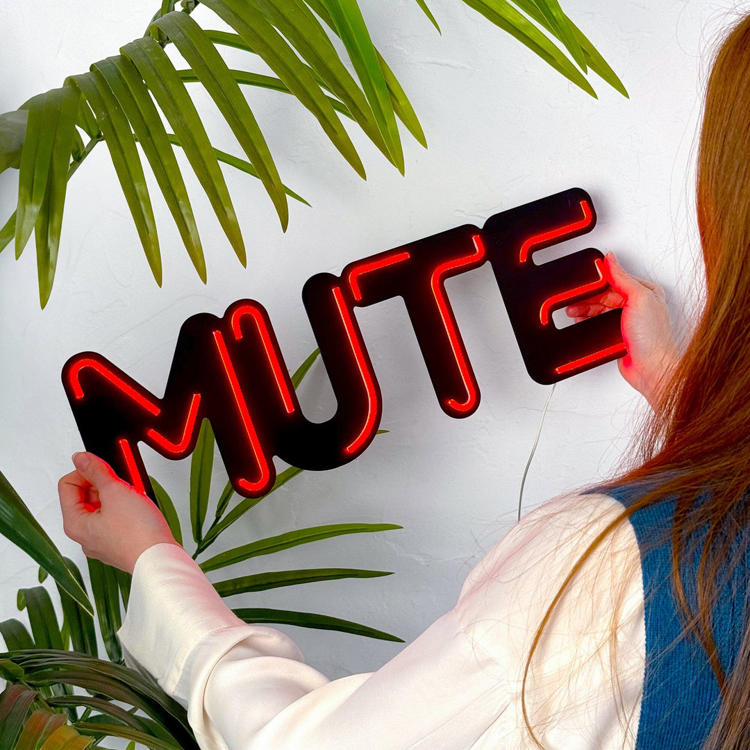 Mute - Neon Wall Art, | Hoagard