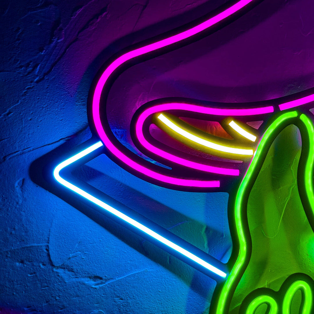 Flying Mushroom - Neon Wall Art, | Hoagard