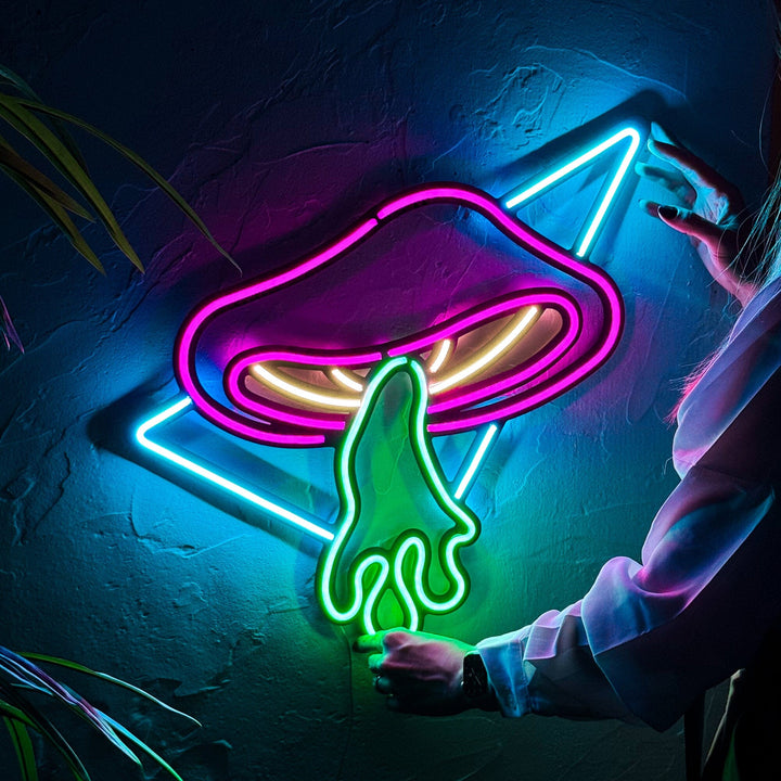 Flying Mushroom - Neon Wall Art, | Hoagard