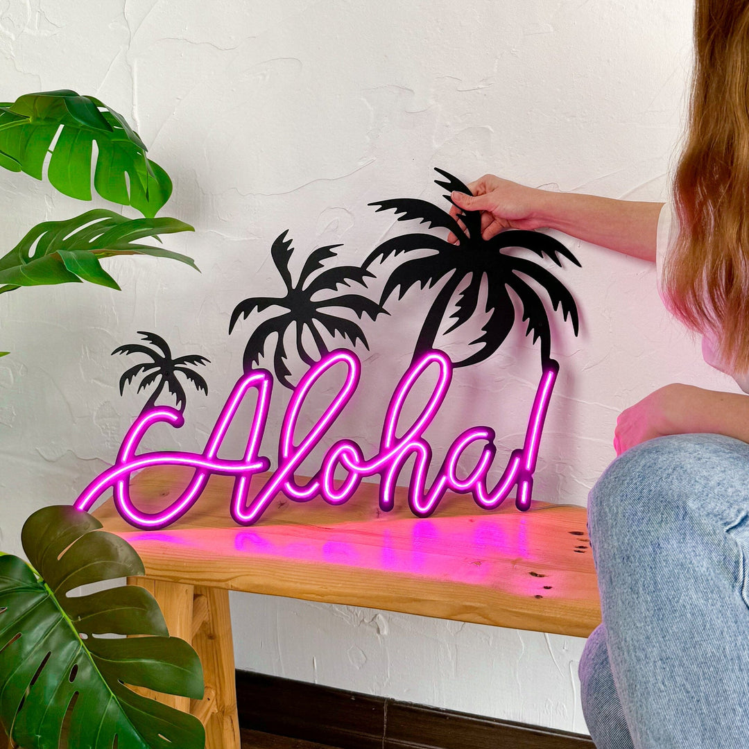 Aloha - Neon Wall Art, | Hoagard