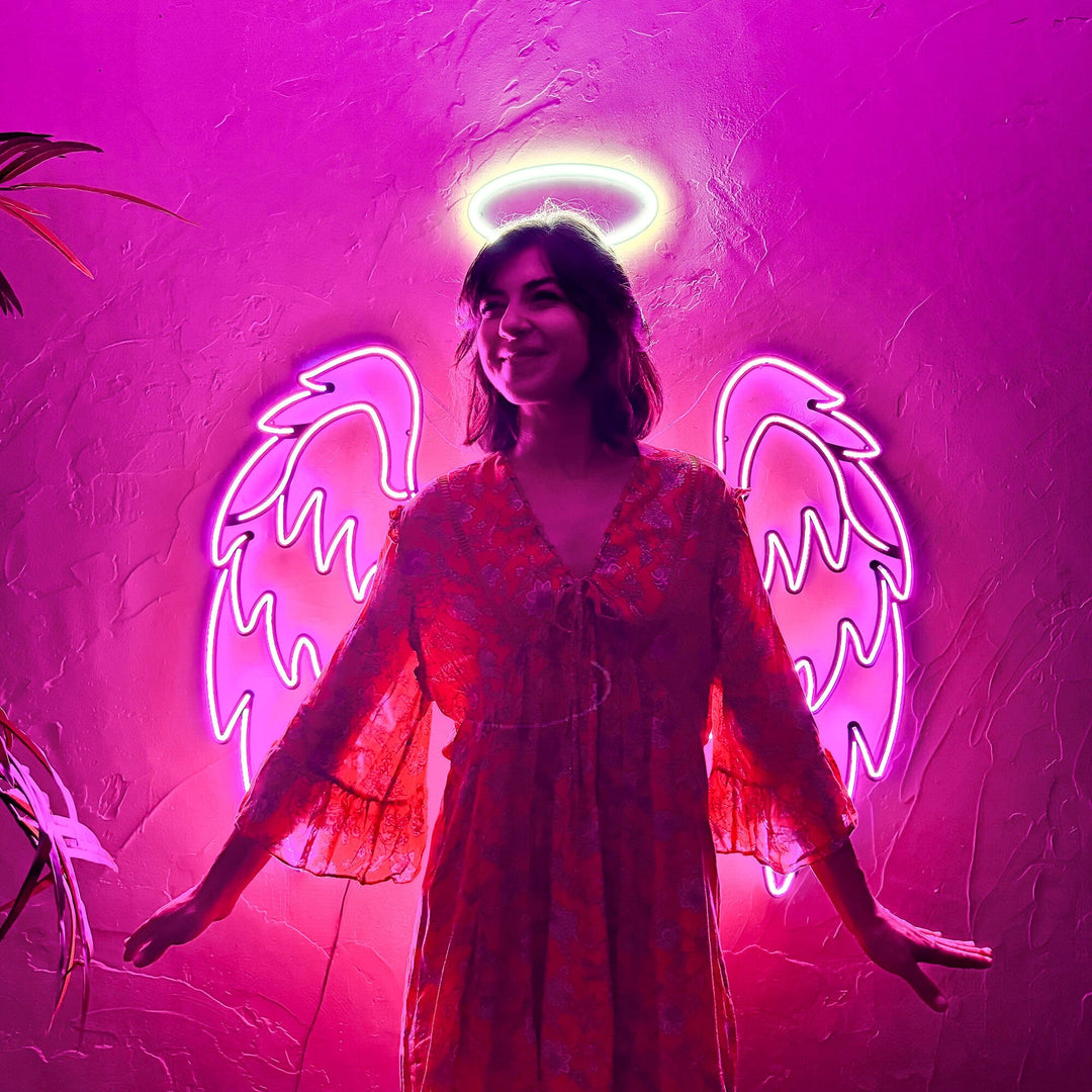 Neon Wings Angel - Neon Wall Art, | Hoagard.co