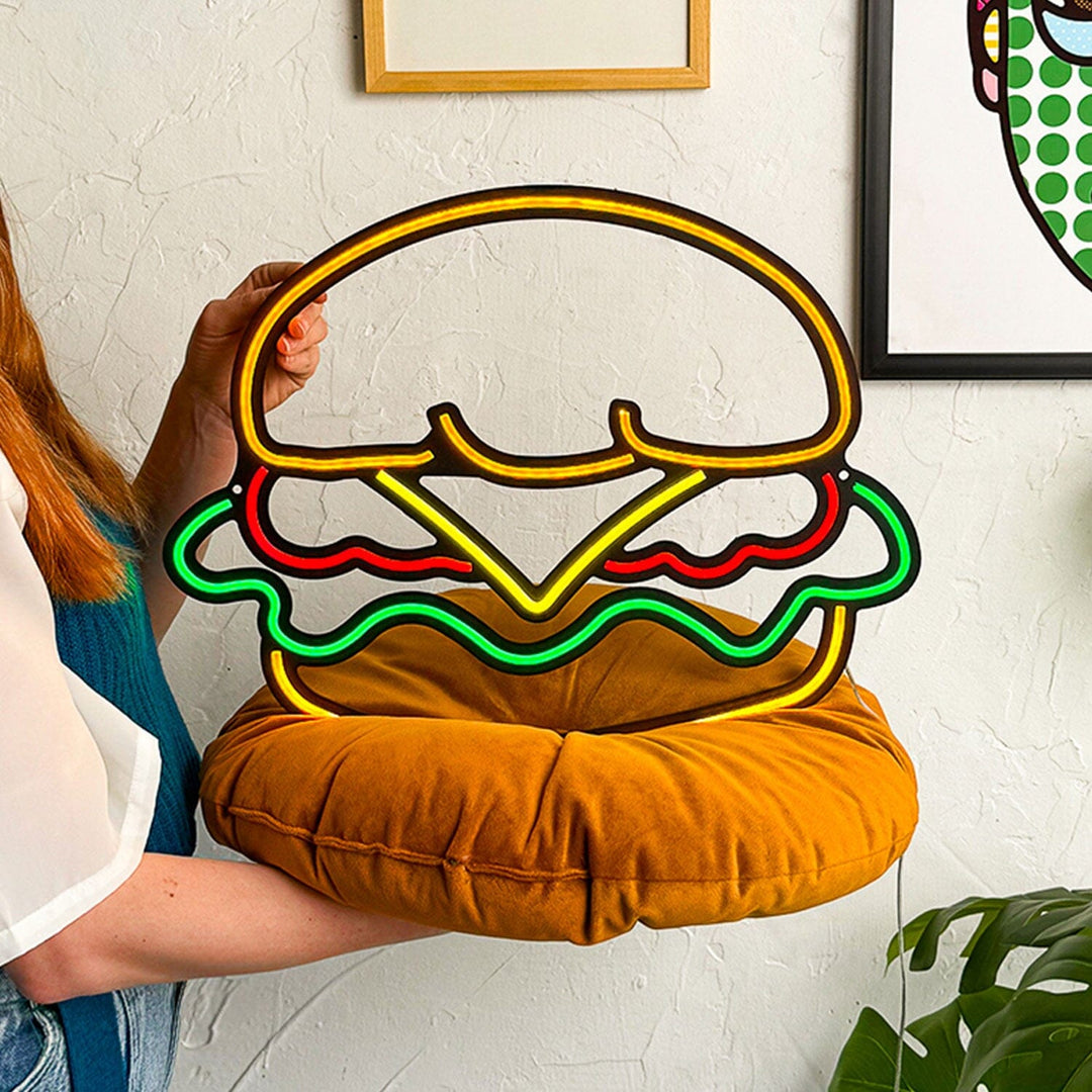 Hamburger - Neon Wall Art, | Hoagard.co