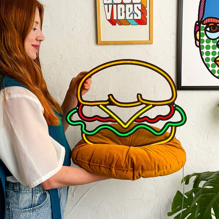 Hamburger - Neon Wall Art, | Hoagard.co