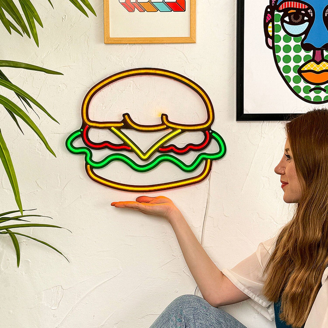 Hamburger - Neon Wall Art, | Hoagard.co