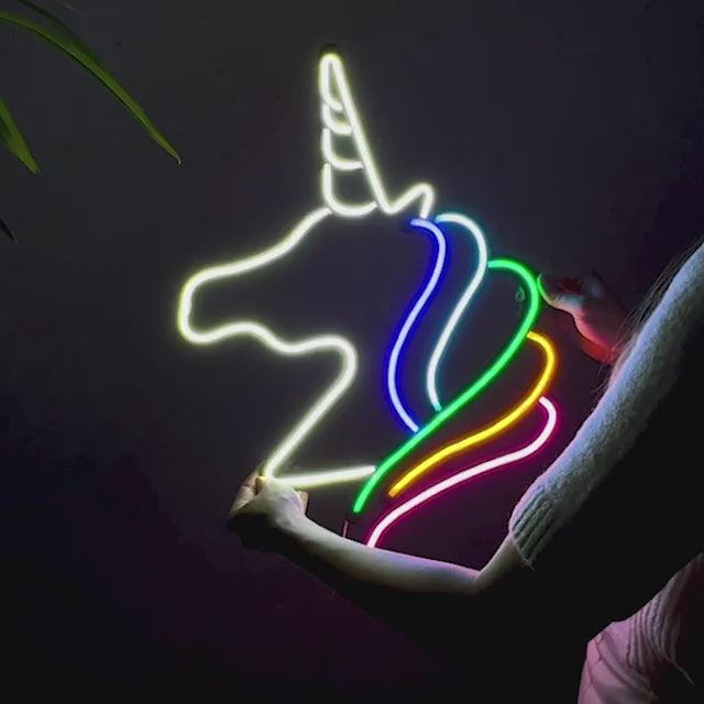 Arte de pared de neón de unicornio