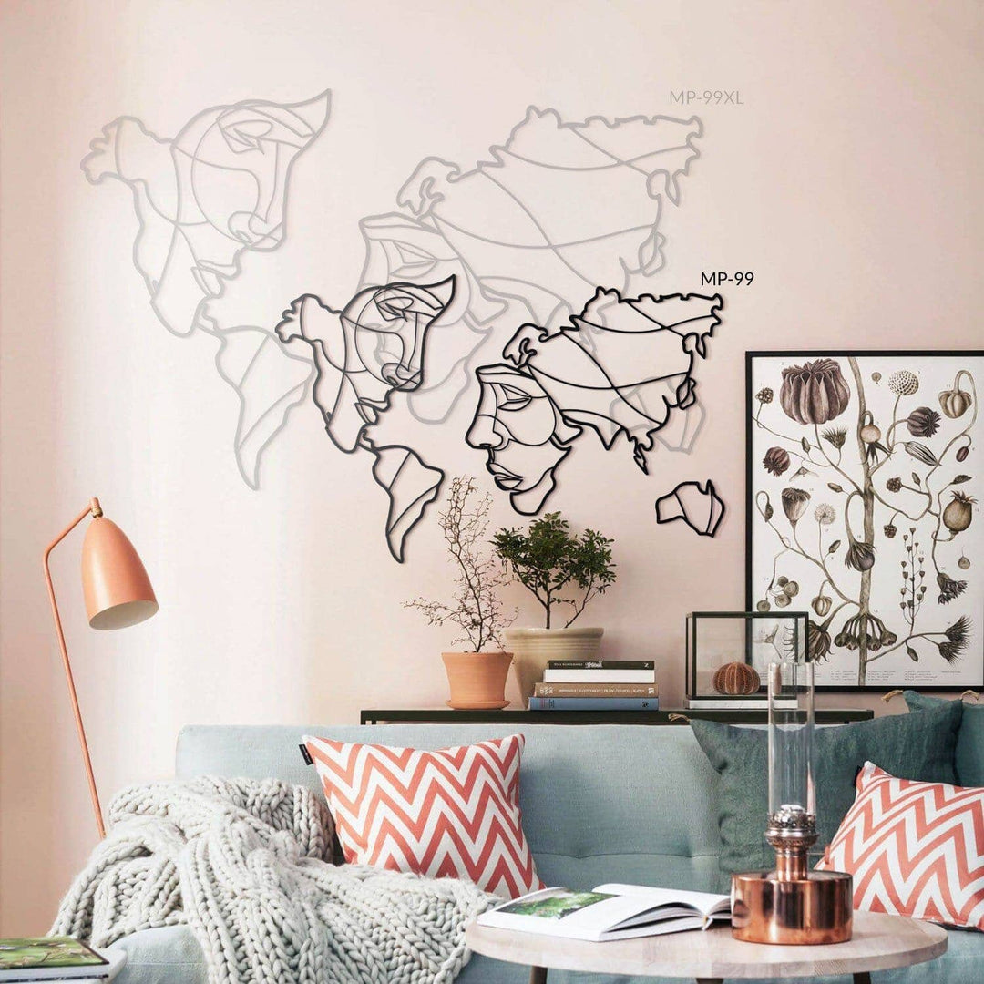 Faces of World Map, World Map Wall Decor, Hoagard, 146cm x 94cm (57.4"x37"), , - Hoagard